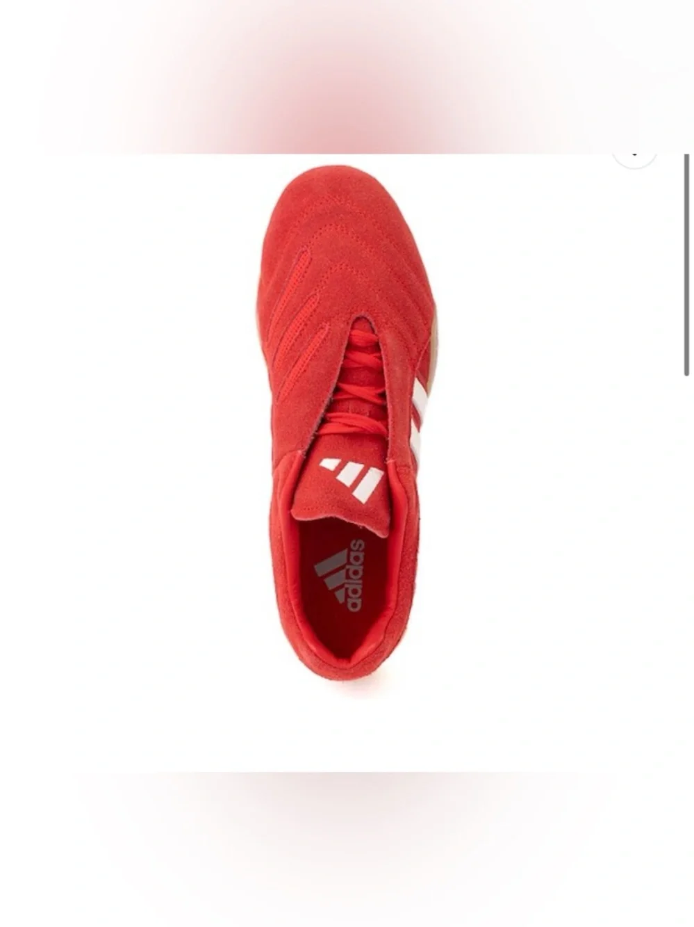 adidas Red Suede Trainer with White Stripes - Picture 3 of 7